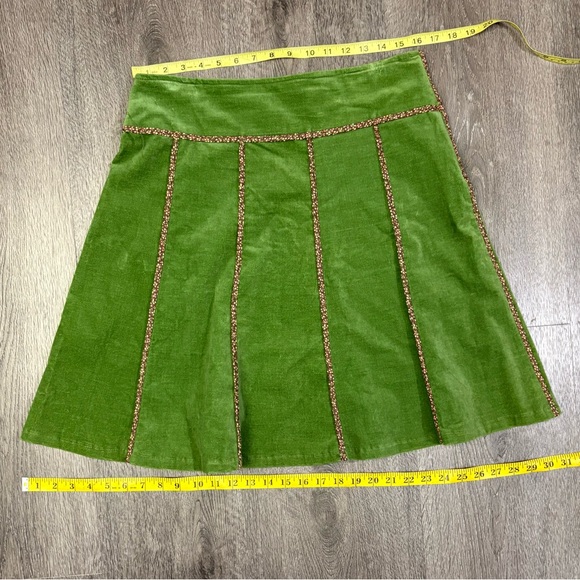 Beebop & Wally NYC Large A-Line Skirt Green W/Contrast Trim Side Zip Made In USA - Picture 9 of 10